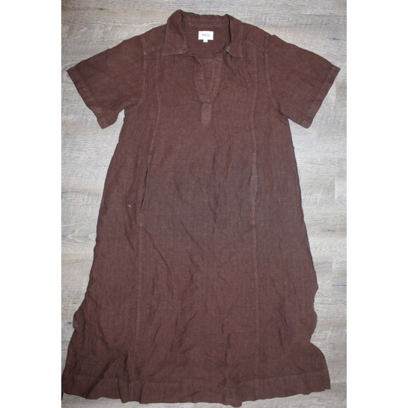 MATE THE LABEL BROWN WOMEN'S MAXI LINEN DRESS W/POCKETS SZ S NWOT $248 - Picture 1 of 6
